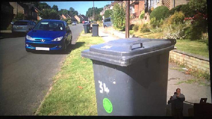 Garbage bins are identical except for the house number written on the side (from Stevyn Colgan’s Hybrid Conf talk)