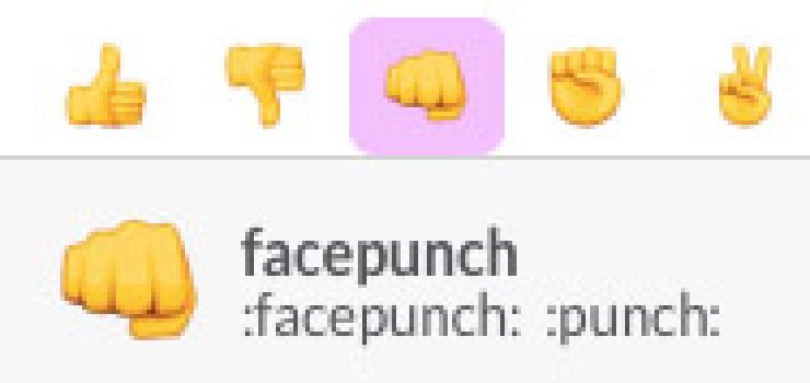 Slack app emoji of face punch