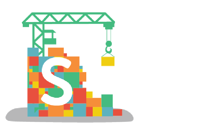 Simply Secure logo being built or unbuilt by a construction crane