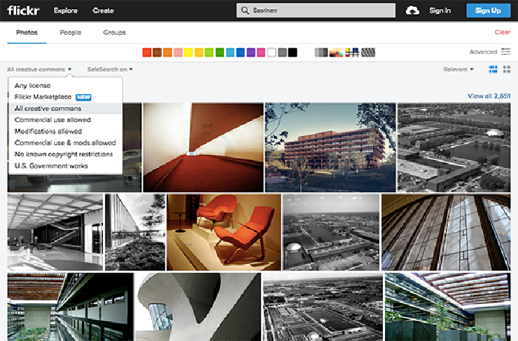 Screenshot of Flickr interface.