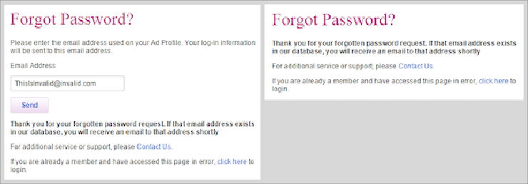 Image: Screenshots from Ashley Madison’s password-recovery form.