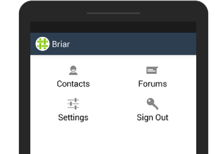 Screenshot of Briar mobile interface