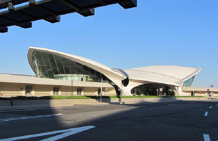 JFK Airport T-5, built 1962 by architect Eero Saarinen. Image CC-BY-NC, Sean Marshall, https://www.flickr.com/photos/7119320@N05/7452651372/