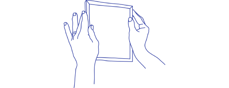 Minimalist line drawing of hands straightening picture frame